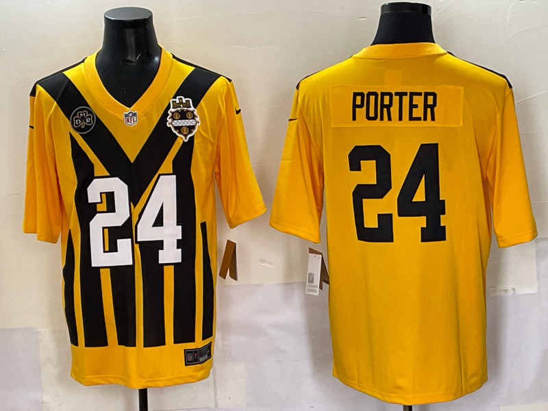 Men Pittsburgh Steelers #24 Porter Yellow Retro 2025 Nike Limited NFL Jersey style 010->pittsburgh steelers->NFL Jersey